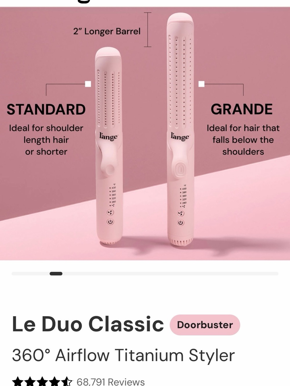 Lange Le Duo Classic 360° Airflow Titanium Styler – Soft Pink
